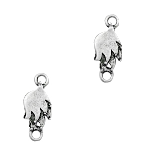 TQ metal charms connector feathers Antique silver