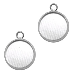 Settings charm metal for cabochon 12mm Antique Silver