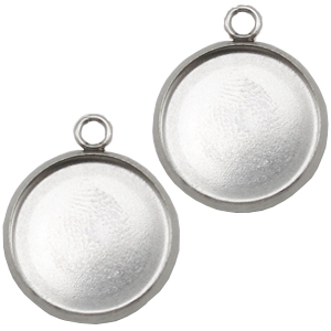 Stainless steel charms setting for 12mm cabochon Silver