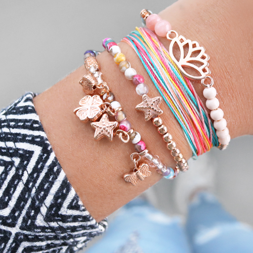 Colourful jewellery with coloured beads, DQ metal and new nylon S-Lon thread