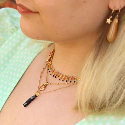 Jewellery inspiration with the new stainless steel belcher chain with oil coloured spikes: