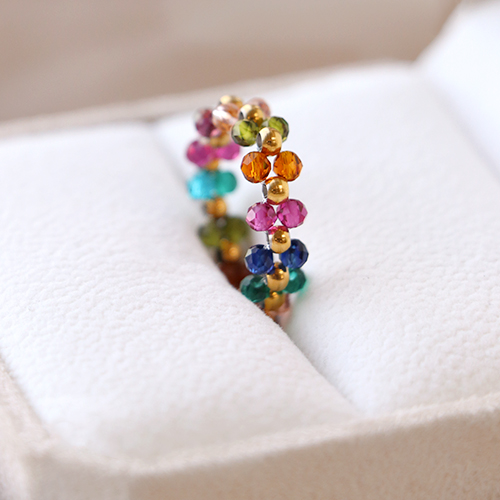 Beautiful rings with imitation natural stone faceted beads