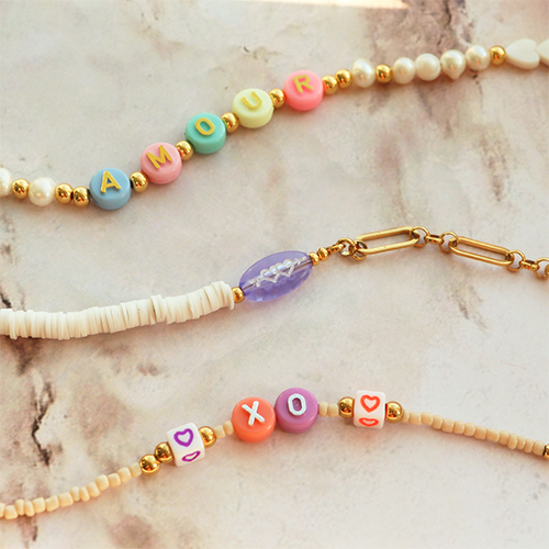 Inspiration for making necklaces with letter beads