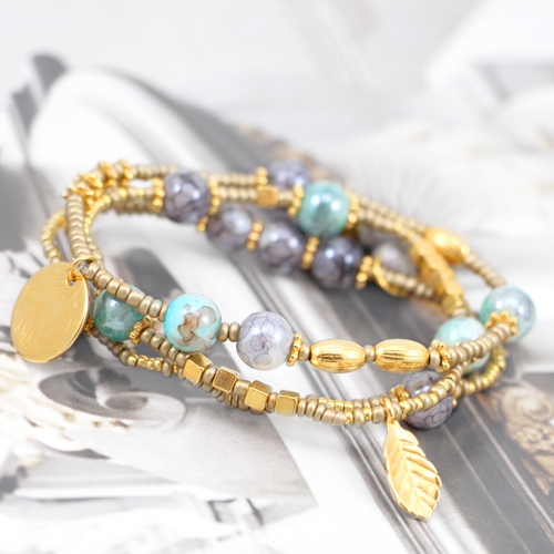 Pretty jewellery with marbled glassbeads,tassels, round sead beads and nice Designer Quality pearls and beads!