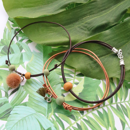 Get creative! Wooden beads with a twist in combination with DQ European leather and DQ European metal