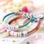 Colourful jewellery with DQ European leather, personalised with letter beads