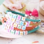 Colourful jewellery with DQ European leather, personalised with letter beads