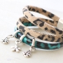 Faux leather jewellery with leopard print and Designer Quality European metal details