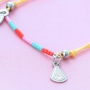 Bracelets of coloured cord with cute summery charms of stainless steel