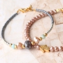 Colourful bracelets of faceted beads with golden details