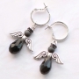 Angels with top faceted drop shaped beads and metal wings