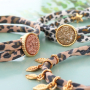 Make cute bracelets and hair elastics with stitched elastic ribbon leopard: