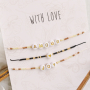 Trendy macram&eacute; bead cord bracelets with Miyuki beads and letter beads