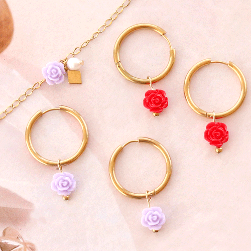 Make nice earrings, bracelets and rings with the new rose beads: