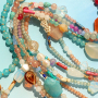 Create colourful necklaces with round glass beads