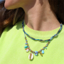 Mix & match with a necklace with faceted beads and heart earrings