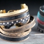 These tough-fancy bracelets made of Quote leather with chain are super fun to create yourself
