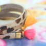 Combine Nature leather with bright coloured tassels and beads!