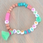 Create joyfull bracelets with bright coloured alphabet letterbeads