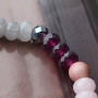 Trendy jewellery made of facet cut natural stone beads in pink and grey shades