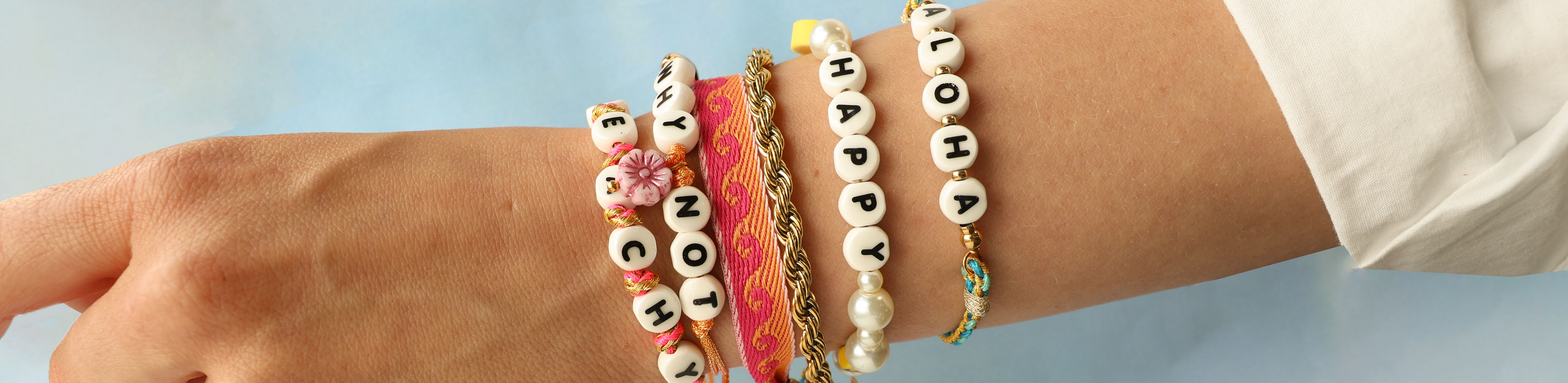 Summer bracelets inspiration with ceramic letter beads