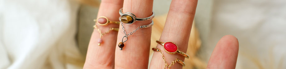 Stunning stainless steel rings with natural stone