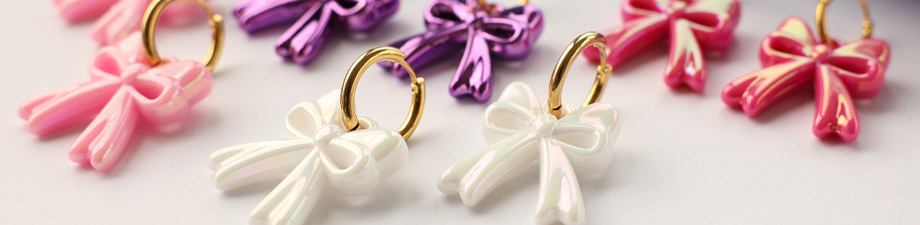 New collection of acrylic bow charms and heart earrings New collection of acrylic bow charms and heart earrings