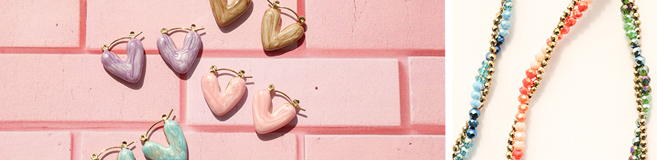 New! Necklace with faceted beads and heart earrings